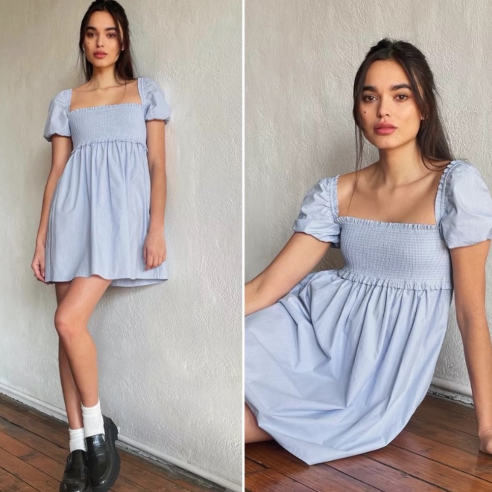 Aritzia Sunday best hadley babydoll puff sleeve organic cotton dress xs